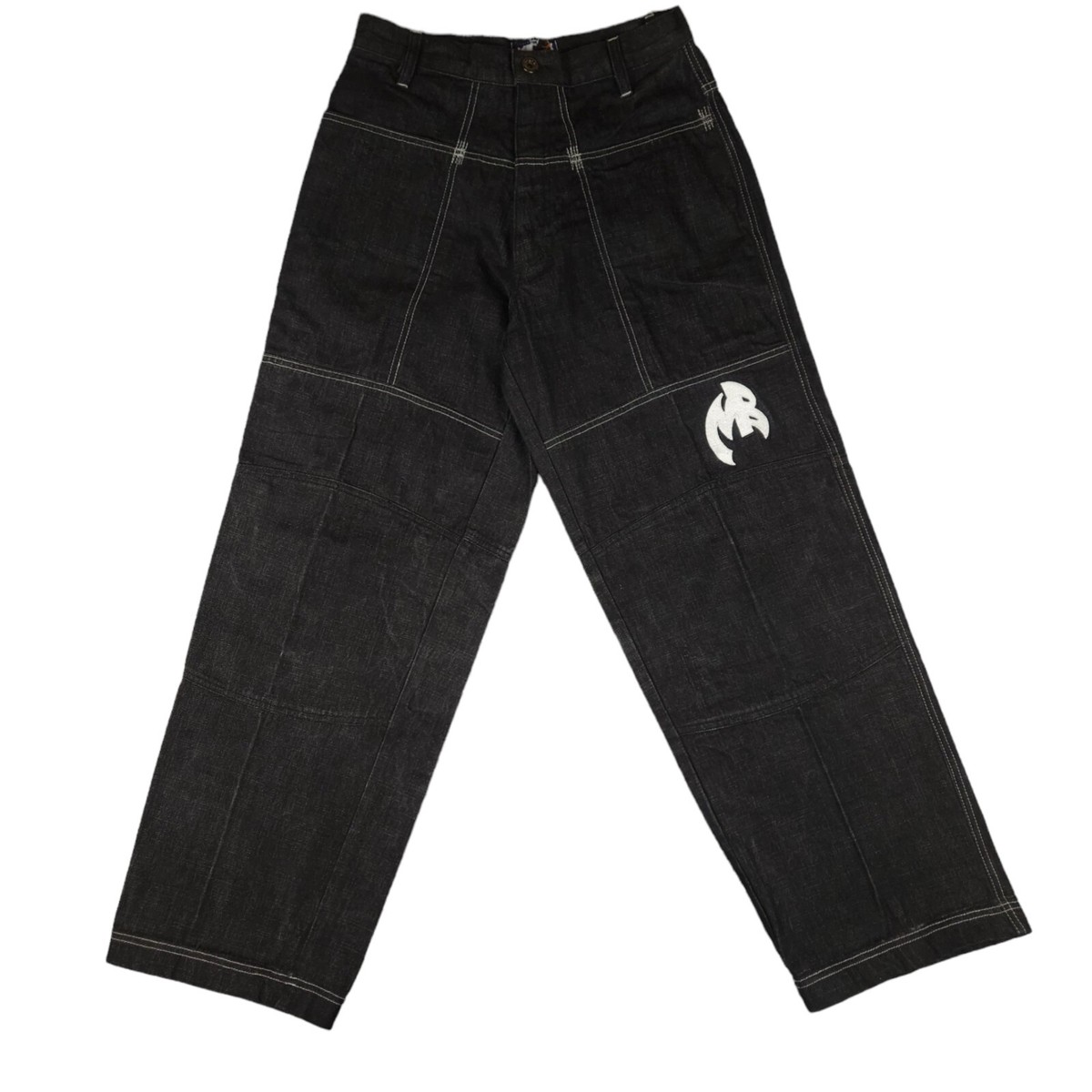 Vintage Y2k Shadow Boy Diss Jeans Mens Black Hip Hop Baggy 