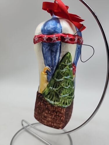Adorno navideño vintage de vidrio soplado de 7" SANTA EN GLOBO AEROSTÁTICO Alemania - Imagen 3 de 3