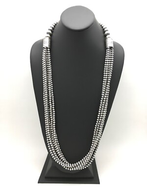Native American Sterling Silver Navajo Pearls 5mm Bead 6 Strand 30'' Necklace