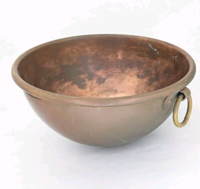 The Design Store 10  Copper Hanging Round Mixing Bowl France Vintage Thick Heavy