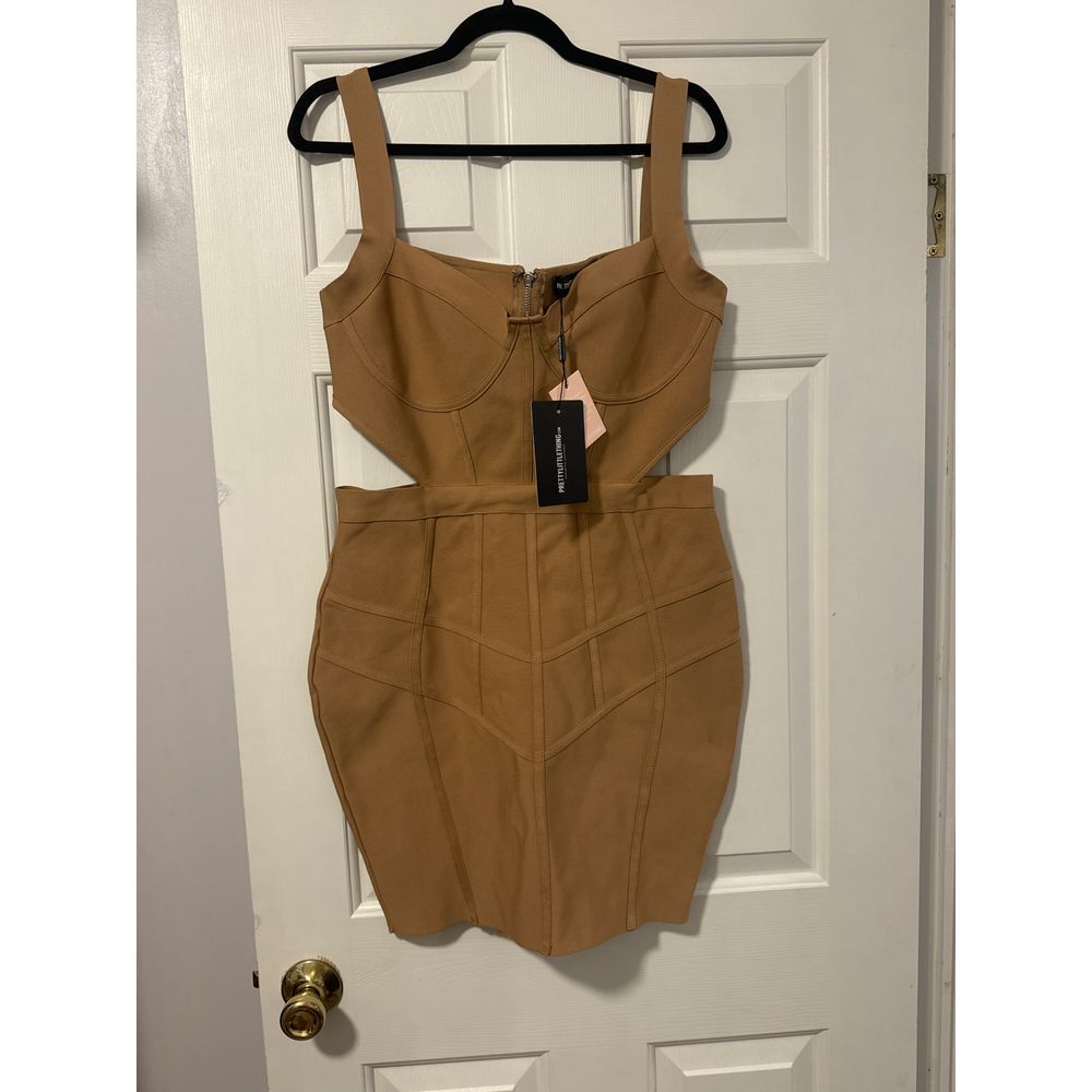Pretty Little Thing Camel Structured Corset Dress Formal Evening Cocktail |  eBay