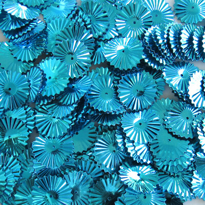 Sequins Turquoise 17mm Sunburst/Starburst/Wheels Paillettes ~100 pieces Loose