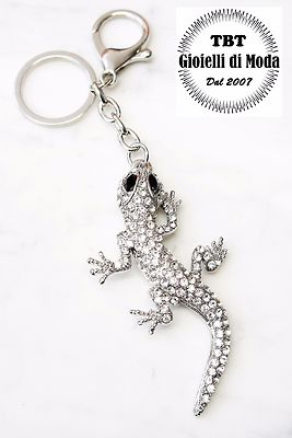 Schlüsselanhänger Herren Damen Geco Silber Taschenanhänger, Kristalle TBT-Schmuck