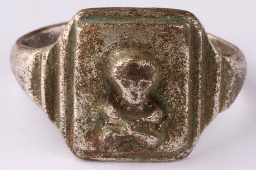 WWII Gothic brutal Mans Ring Skull Bones WW1 Death head WWI Goth WW2 Skeleton - Picture 6 of 12