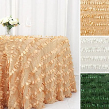 132-Inch TAFFETA ROUND TABLECLOTH Leaf Petals Design Wedding Decorations