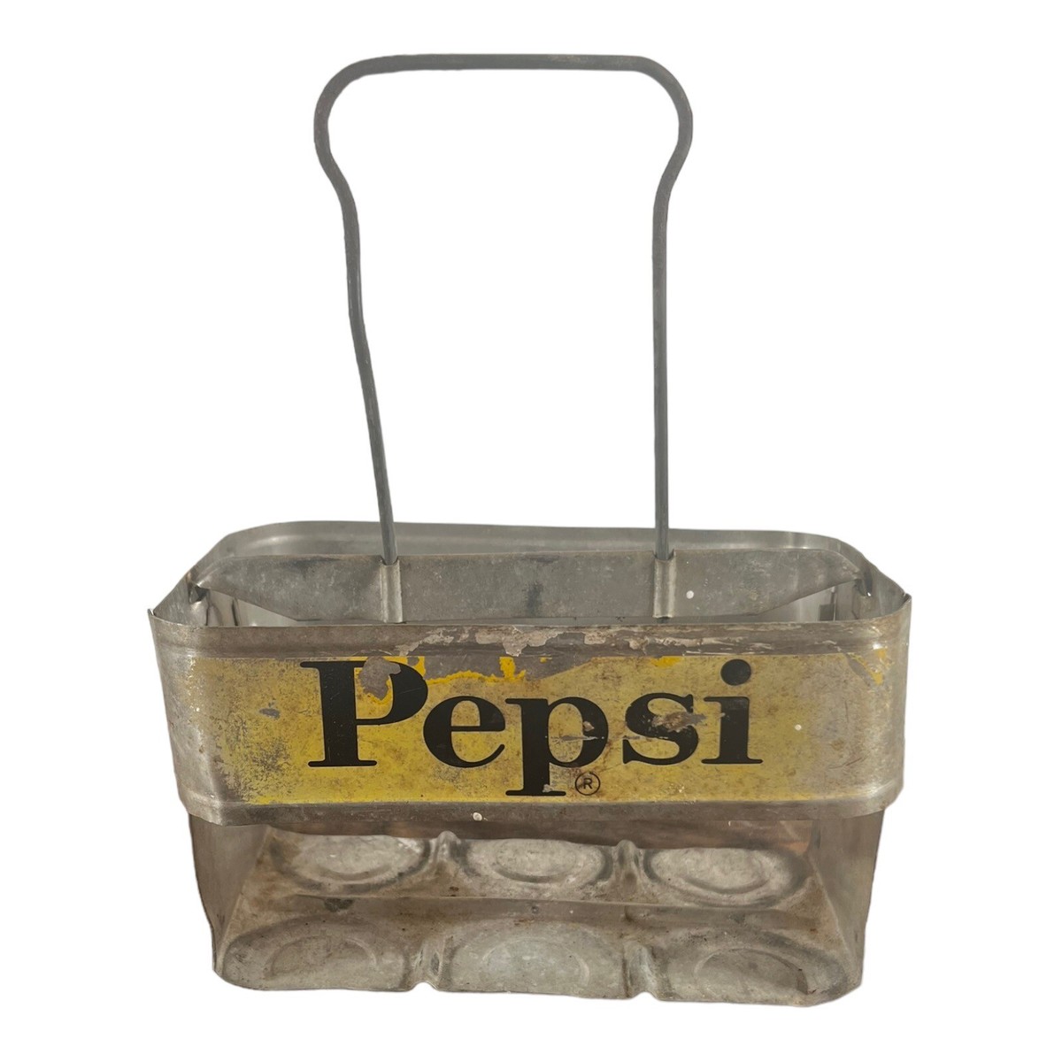 RARE VINTAGE DRINK PEPSI-COLA METAL 6 PACK BOTTLE CARRIER 1950'S