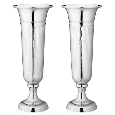 2x XL Bodenvase Aluminium 64cm Hoch Silber Metall Deko Amphore Vase Alu Dekovase