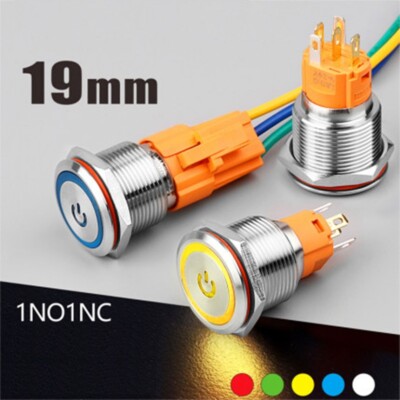 19/22mm Momentary Tri-color RGB LED Ring LED Stainless steel Push button switch