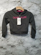 NEW Calvin Klein Jeans Girls Zippered Gray Pink Hoodie Size 6 New B5