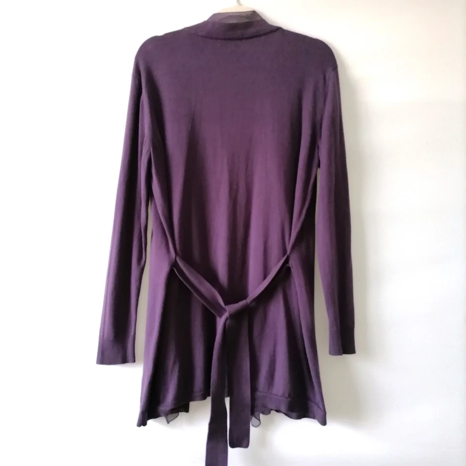 Suéter cárdigan de mujer New York & Company púrpura manga larga frente abierto talla XL Foto 4 de 4