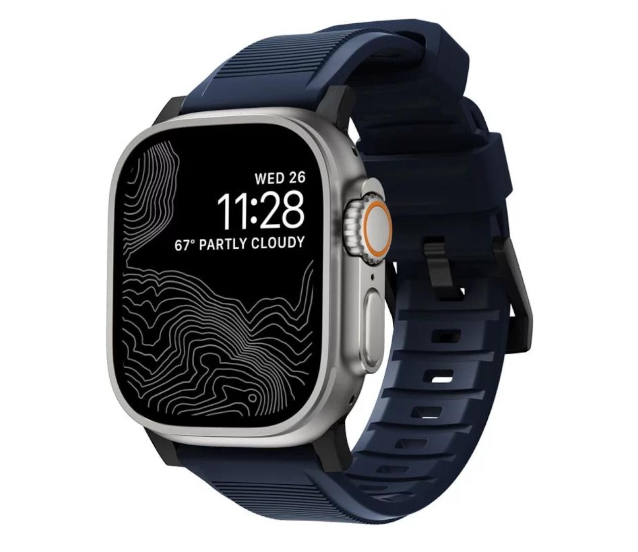 Прочные ремешки Nomad для Apple Watch 49/45/44/42 мм, Atlantikblau/Schwarz