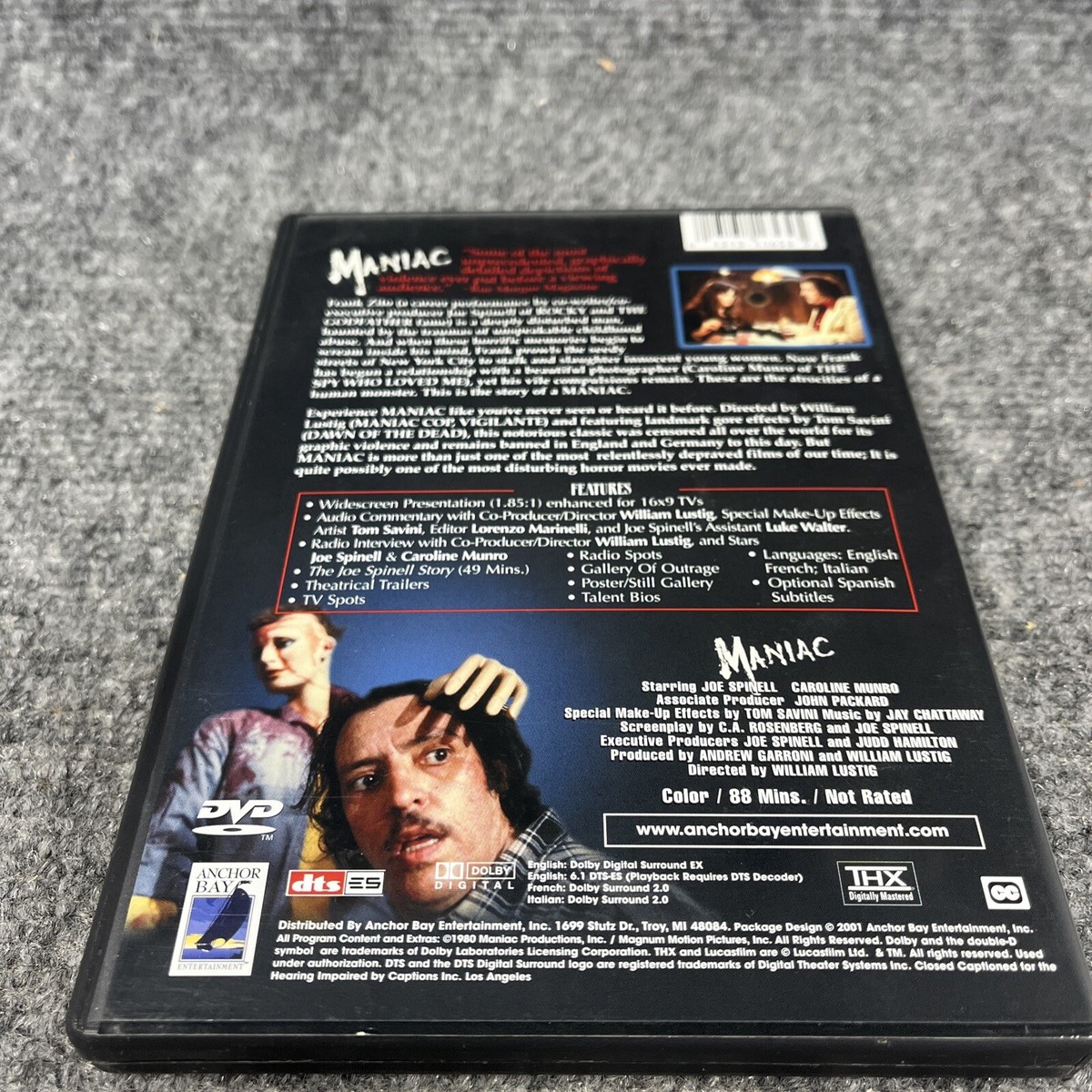 Maniac DVD 2001 THX Anchor Bay Entertainment 13131165395| eBay Maniac DVD 2001 THX Anchor Bay Entertainment 13131165395| eBay