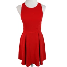B Smart Fit Flare Skater Dress Size 9 Juniors Red Stretch Cut Out Sleeveless