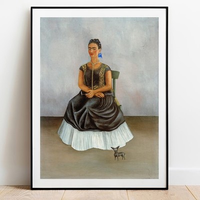 Art print Frida Kahlo Self Portrait with Dog giclee poster wall art dog art