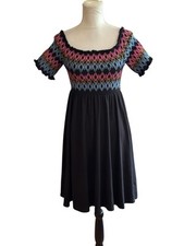 Torrid Womens Black Embroidered Jersey Off Shoulder Skater Dress Size Size M/L