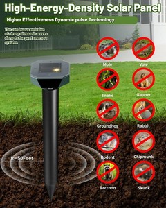 Solar Powered Snake Mole,Rabbi&Skunk Repellent Ultrasonic Pest Deterrent(4-Pack)