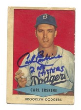 1954 Red Heart Carl Erskine signed auto