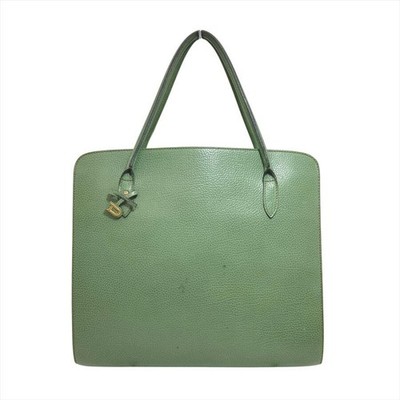 DELVAUX Sepia grün genarbtes Kalbsleder Beuteltasche Taschenanhänger Spiegel ...