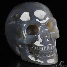 2.0" Gray Agate Hand Carved Crystal Skull, Realistic, Crystal Healing