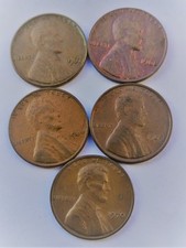 5 MONETE DA 1 CENTESIMO STATI UNITI