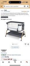 Jimglo 3 in 1 Baby Bassinet, Rocking Bassinet with Storage Basket and Wheels,...