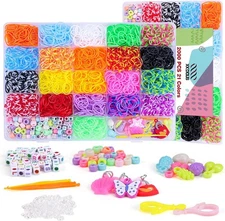 XKDOUS Rubber Band Bracelet Kit, Loom Making Kit for 21 Colors 2000+ 