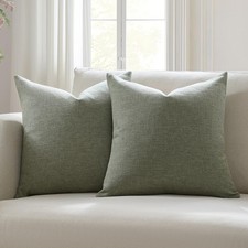 Set of 2 Dark Sage Pillow Covers 16 x 16 Inch Farmhouse Boho Decorative Throw...