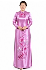 &Aacute;o d&agrave;i ngi sui la RUBY hng th&ecirc;u, 4xl, Elegant Ruby Silk Emroidered, NO PANTS
