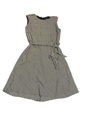 Ralph Lauren Women’s  Black Label Geometric Fit Flare Black White Dress 14