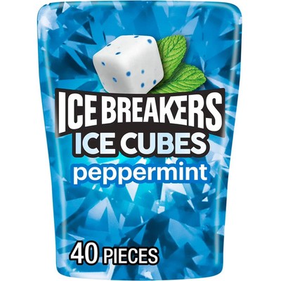 ICE BREAKERS Ice Cubes Peppermint Sugar Free Chewing Gum Bottle, 3.24 oz
