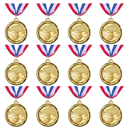 12 Pieces Soccer Medals for Awards for Kids and Adults, Gold Award Medals Set...