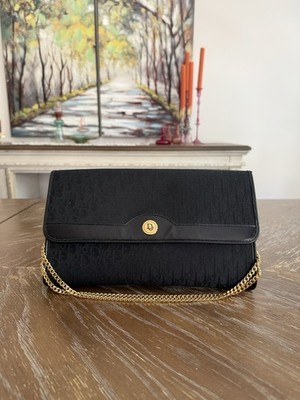 Dior Black Monogram Tote with Gold Plaque