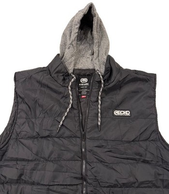 Ecko Unltd. Black Puffer Vest Men s Size 3XL 100% Polyester Lined Hooded Pockets