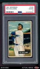 1951 Bowman #165 Ted Williams Red Sox HOF PSA 2 - GOOD
