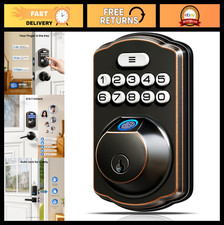 Keyless Entry Fingerprint Door Lock - Electronic Deadbolt, 20 Codes, Waterproof,