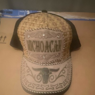Men's Western Bull Design Trucker Hat Adjustable Beige Black Geometric Cowboy