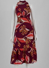 Sam Edelman Women's Purple Floral High Neck Self-Tie Back Hoyal Dress Size 10