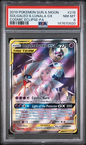 Solgaleo & Lunala GX 216/236 Cosmic Eclipse Alt Art Pokemon Card Psa 8