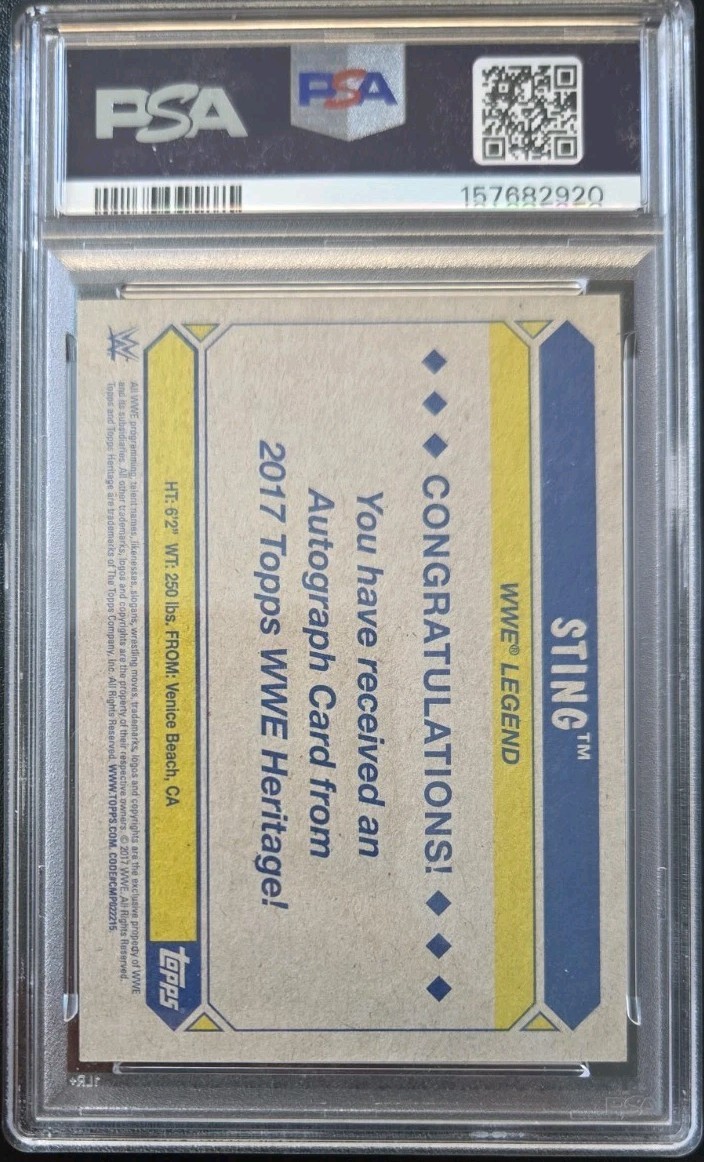 Sting On Card Autograph Bronze /99 Topps Heritage WWE 2017 Legend PSA 7 view 2