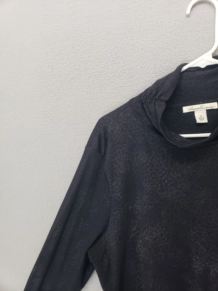 Kenneth Cole Нью-Йорк женщин Топ 1 X темно серый длинным рукавом собранными в Рюш шеи блузка - Изображение 2 из 4