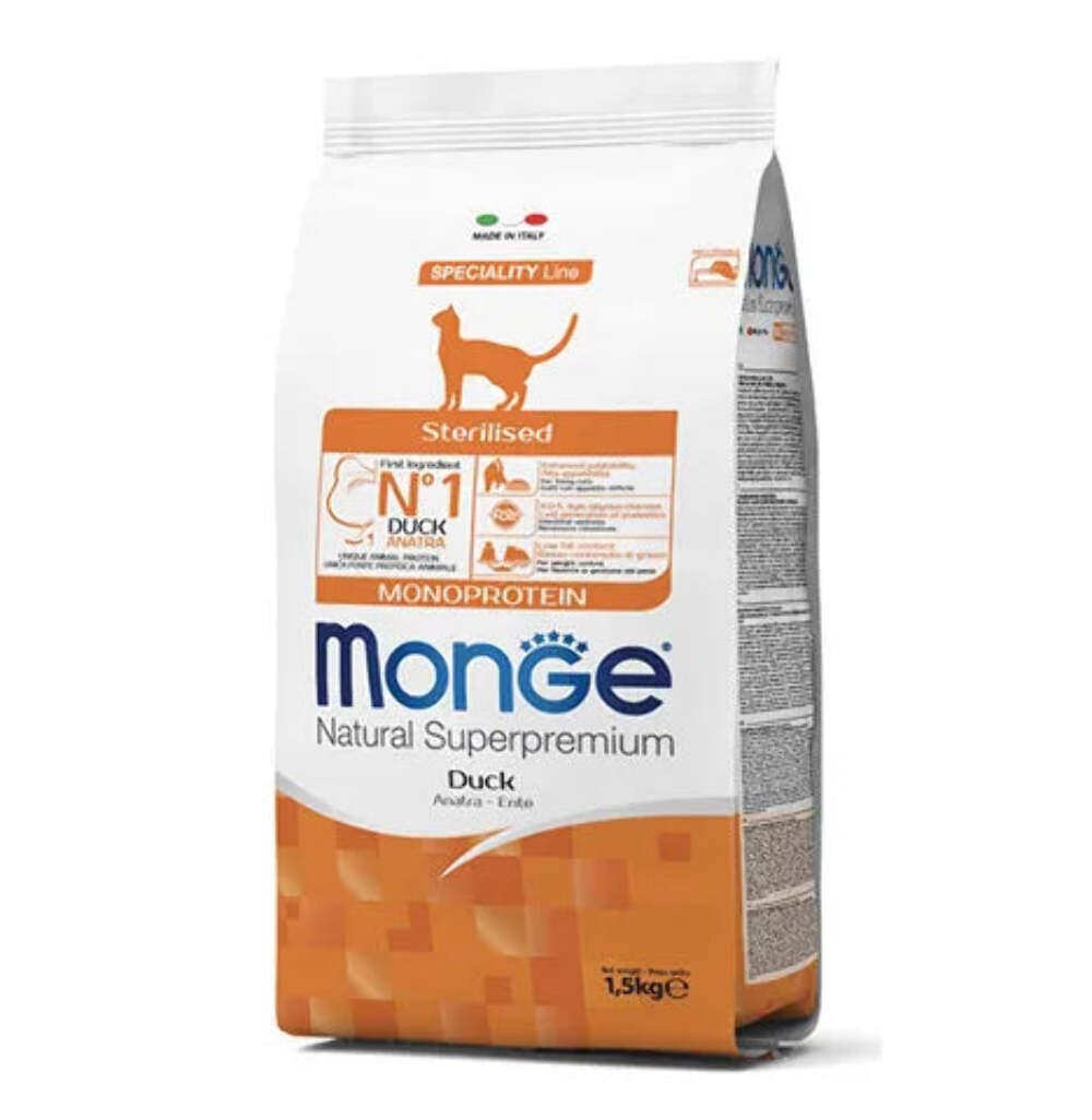MONGE NATURAL SUPERPREMIUM ADULT STERILIZZATO CON ANATRA KG 10.