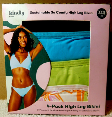 Kindly Yours~Substainable So Comfy 4Pk High Leg Bikini Panties XXXL(22) NEW!(DG)