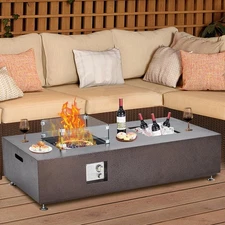 56" Propane Fire Pit Table 50,000 BTU Outdoor Patio Heater with Wind Guard&Cover