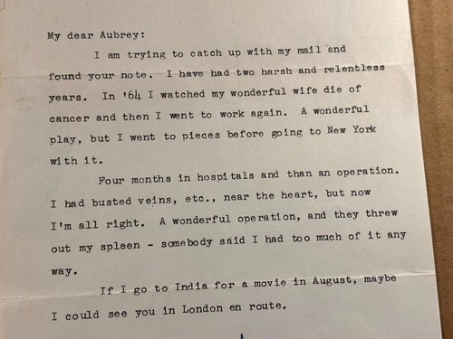 Claude Rains Very Rare Original Letter 1966 Illness Wife's Death Unusual Content - Picture 6 of 8