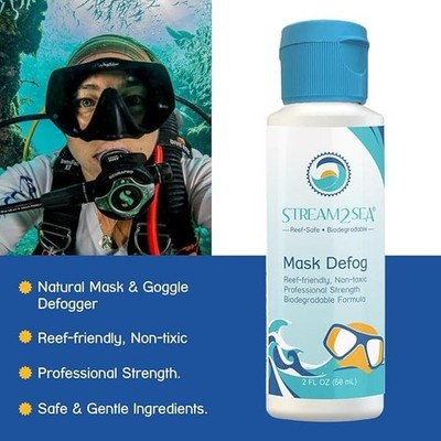 Stream2Sea Anti Fog Spray ungiftig biologisch abbaubar für Schutzbrille Tauchen Schnorchel Maske