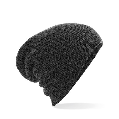 Heavy Gauge Slouch Beanie B449 - Beechfield Ribbed Knitted Winter Warm Headwear