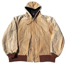 Carhartt Made in USA J140 Brown Full Zip Hooded Jacket Size XL
