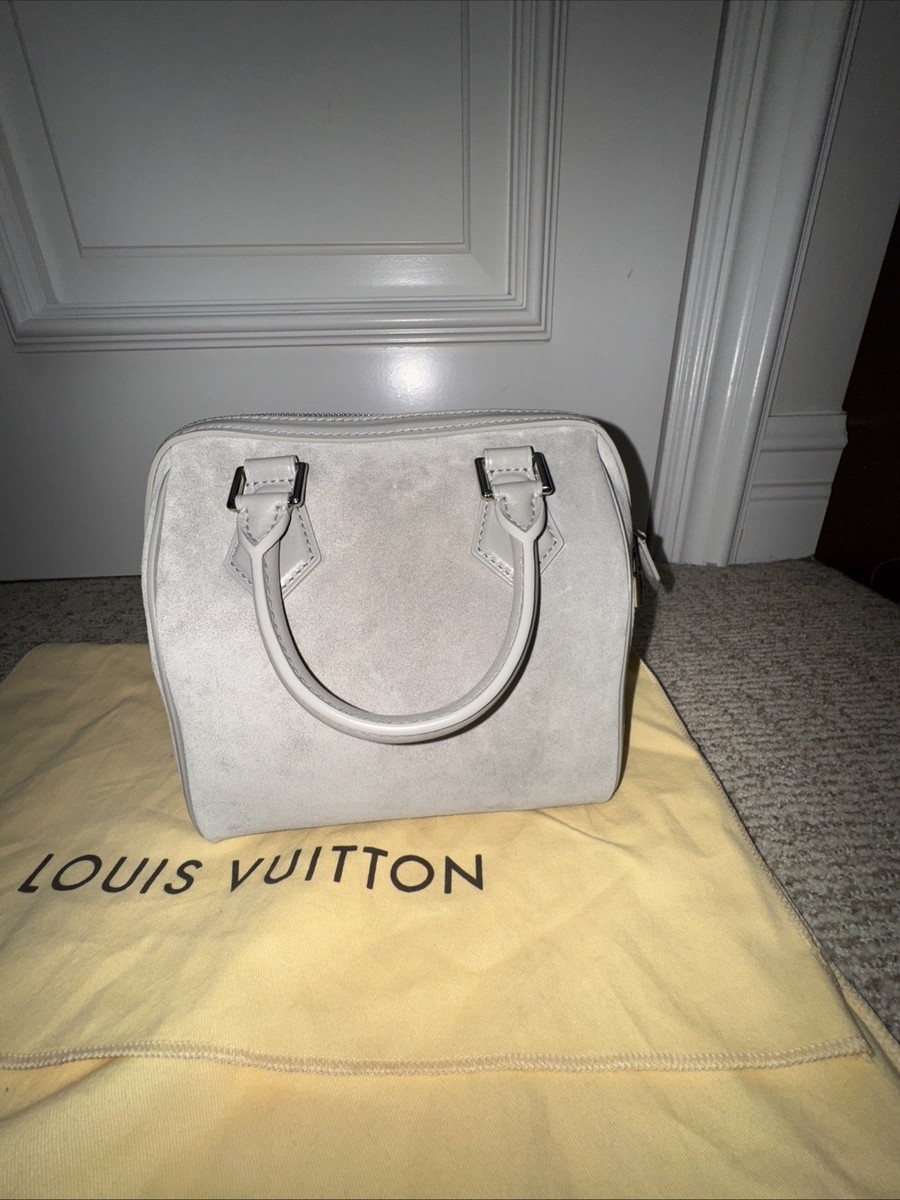 Louis Vuitton Grey Suede Speedy PM Cube Mini Illusion Bag Purse