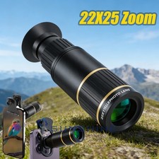 22X25 Zoom Lens Telescope Monocular for Smartphone Hiking Hunting w/ Phone Clip