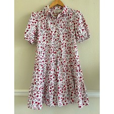 Eliza J Floral Tiered Shirt Dress Size 8 Babydoll Poppy Cottagecore Preppy